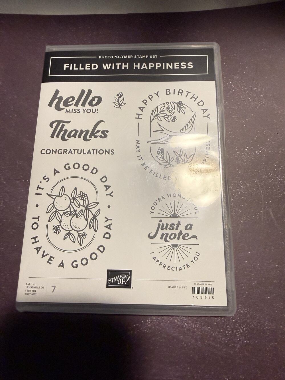 Stampin' Up! Filled With Happiness Photopolymer Stamp Set #162915 Complete